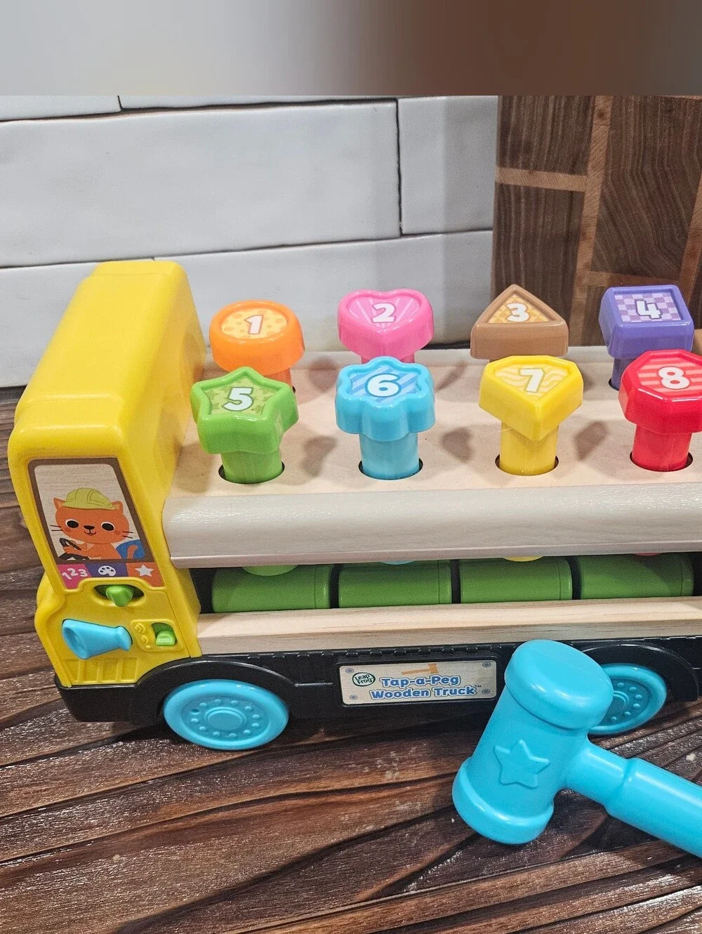 Leap Frog Tap A Peg Wooden Truck With Hammer Interactive Toy